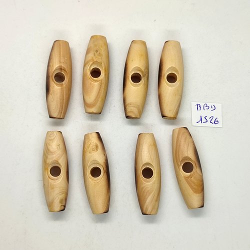 8 boutons brandebourg en bois marron - 13x40mm - bri1526