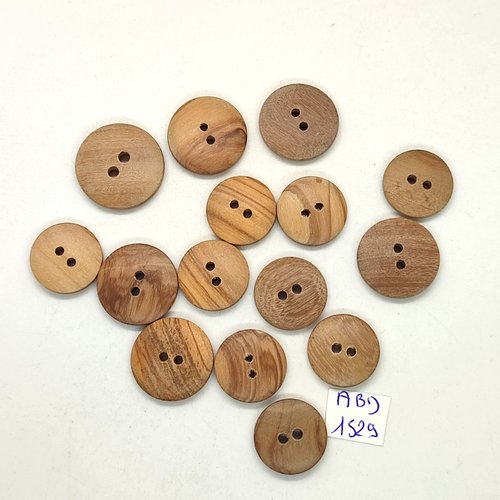 15 boutons en bois marron - 21mm et 18mm - abd1529