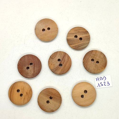 8 boutons en bois marron - 22mm - abd1523