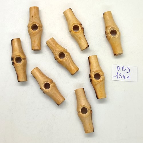 8 boutons brandebourg en bois marron - 11x35mm - abd1541