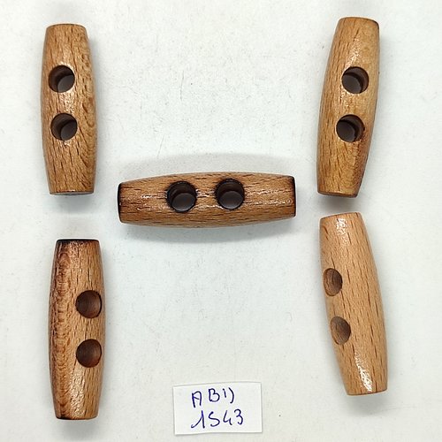 5 boutons brandebourg en bois marron - 13x41mm - abd1543