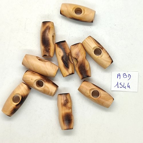 10 boutons brandebourg en bois marron - 11x25mm - abd1544