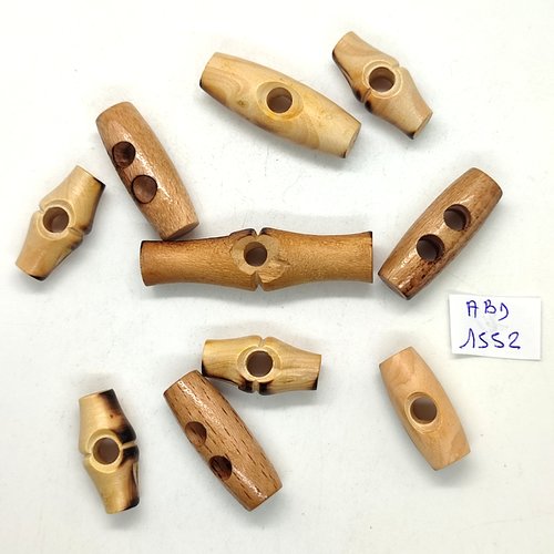 10 boutons brandebourg en bois marron - taille diverse - abd1552
