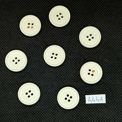 8 boutons en résine blanc - haute couture lanvin - 18mm - tr4441