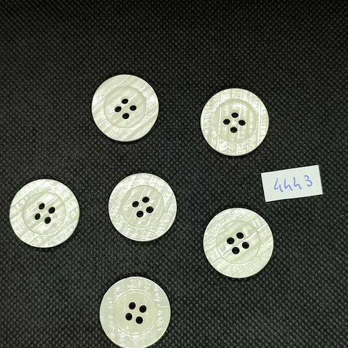 6 boutons en résine ivoire / blanc - 23mm - tr4442