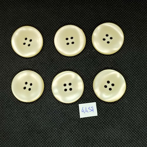 6 boutons en résine beige clair - 25mm - tr4457