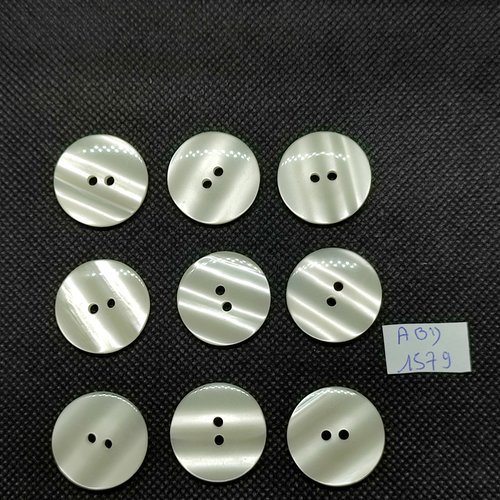 9 boutons en résine blanc cassé - 23mm - abd1579