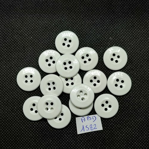 16 boutons en résine blanc - 18mm - abd1582