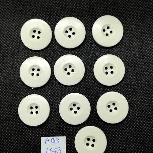 10 boutons en résine blanc - 22mm - abd1583
