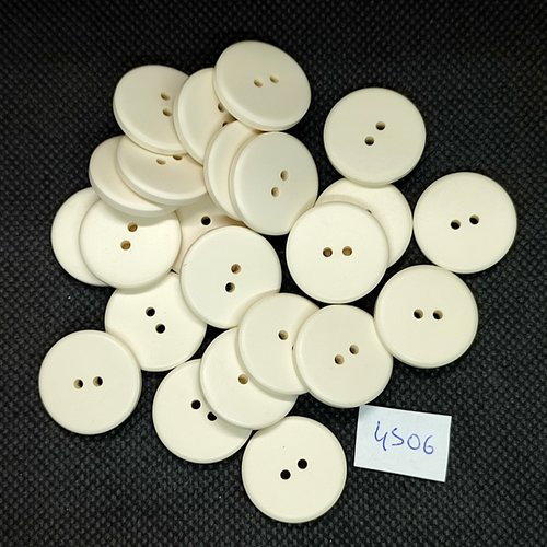23 boutons en résine blanc - 20mm - tr4506
