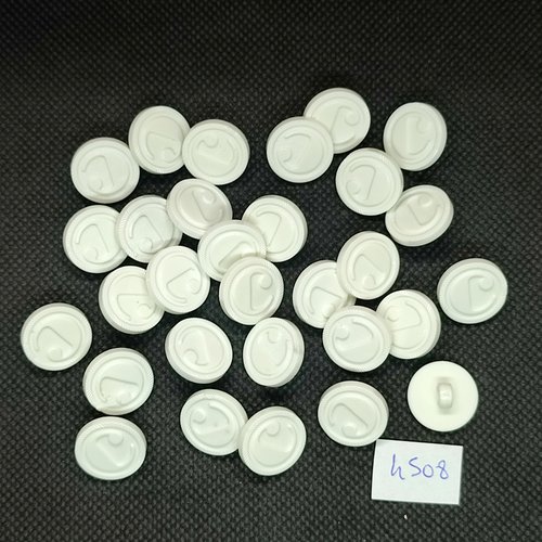 30 boutons en résine blanc - 15mm - tr4508
