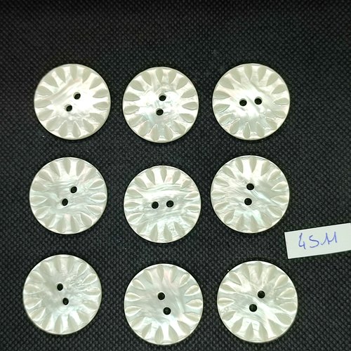 9 boutons en résine blanc - 27mm - tr4511