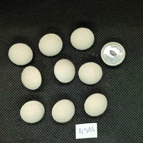 10 boutons en passementerie blanc cassé et métal argenté - 18mm - tr4515