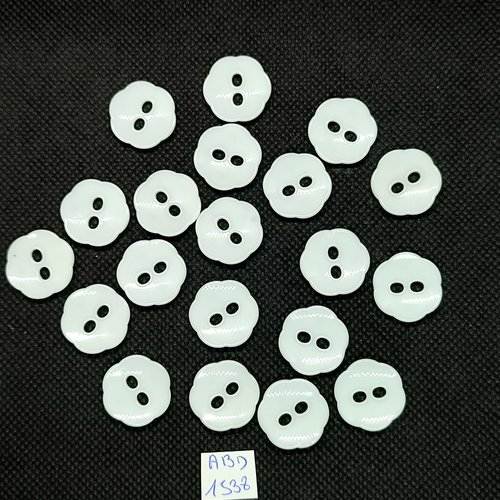 20 boutons en résine blanc - 18mm - abv1538