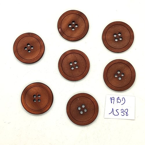 7 boutons en résine marron - 21mm - abv1538