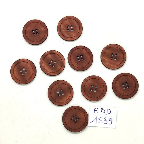 10 boutons en résine marron - 18mm - abv1539