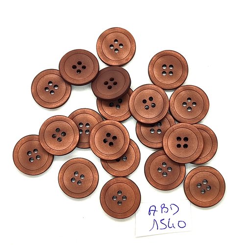 20 boutons en résine marron - 15mm - abv1540