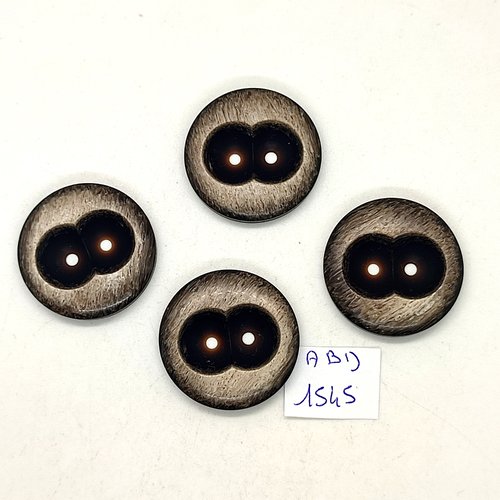 4 boutons en résine marron / gris - 28mm - abv1545
