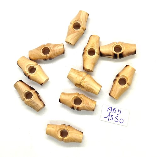 10 boutons brandebourg en bois marron - 11x25mm - abd1550