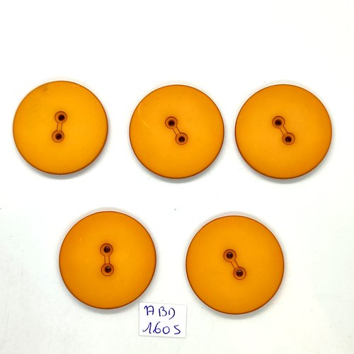 5 boutons en résine orange foncé - 34mm - abv1605
