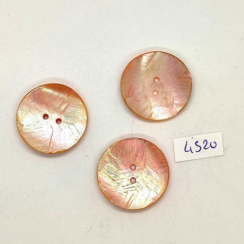 3 boutons en nacre rose - 27mm - tr4520