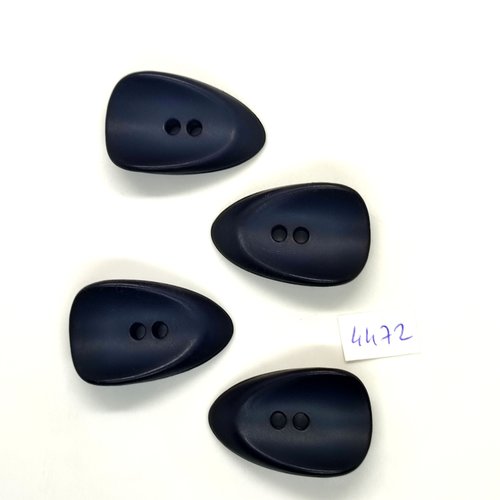 4 boutons en résine bleu foncé / noir - 24x38mm - tr4472