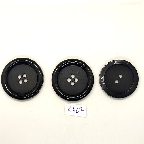 3 boutons en résine noir - 35mm et 38mm - tr4467