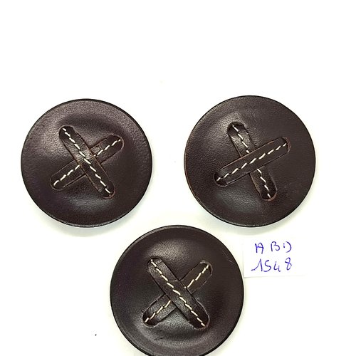 3 boutons en résine marron foncé - 44mm - abd1548