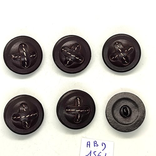 6 boutons en résine marron foncé - 23mm - abd1561
