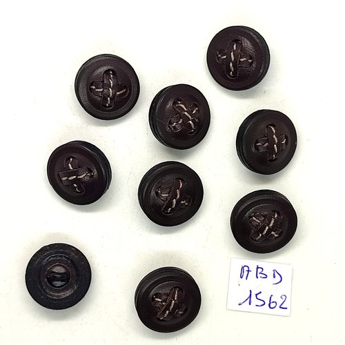 9 boutons en résine marron foncé - 18mm - abd1562