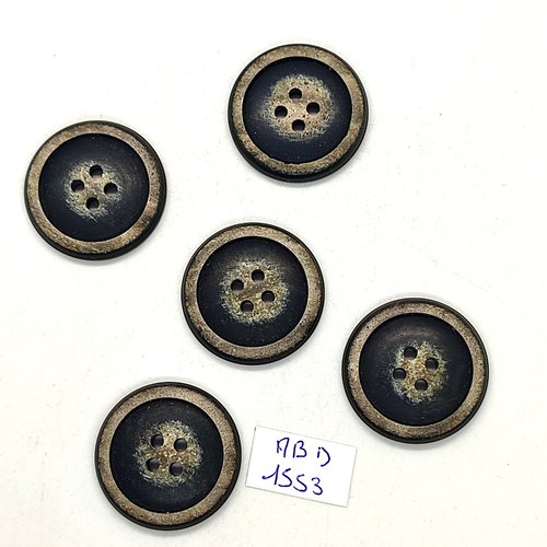 5 boutons en résine marron - 27mm - abd1553
