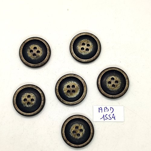 6 boutons en résine marron - 22mm - abd1554