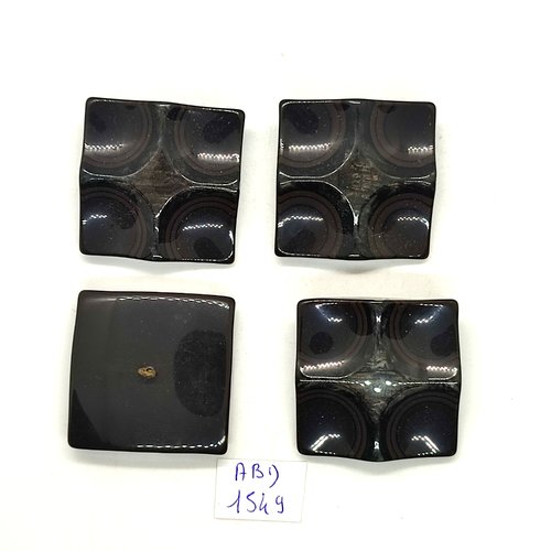 4 boutons en résine marron foncé - 36x36mm - abd1549