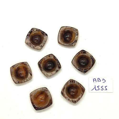 7 boutons en résine marron / beige - 17x17mm - abd1555