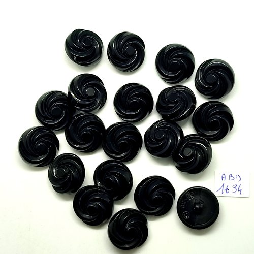 20 boutons en résine noir - 19mm - abd1634