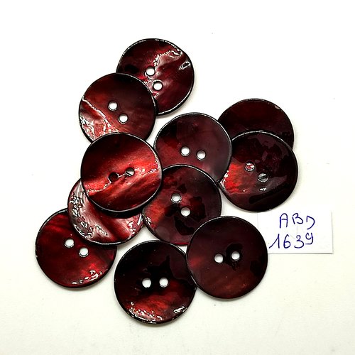 11 boutons en nacre marron - 22mm - abd1639