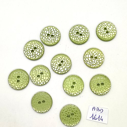 12 boutons en résine vert - 18mm - abd1614