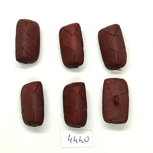 6 boutons en cuir marron - 17x30mm - tr4440
