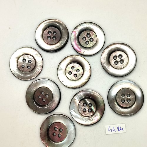 9 boutons en nacre gris - 27mm - tr4484