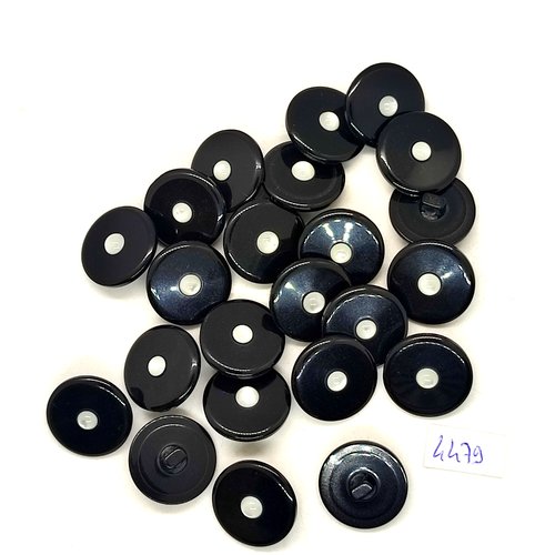 23 boutons en résine noir et perle blanche - 18mm - tr4479