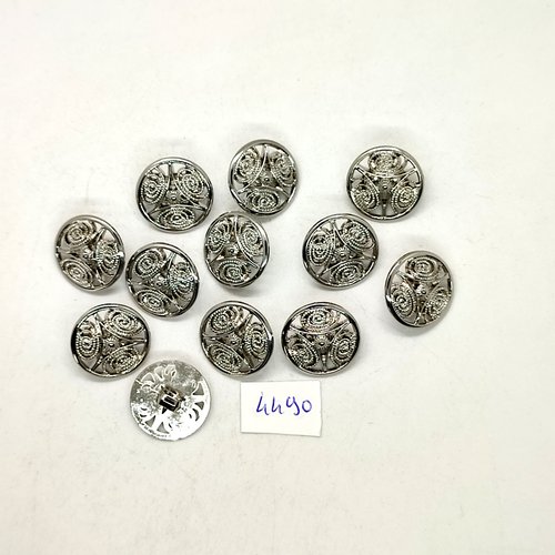 12 boutons en résine argenté - 18mm - tr4490
