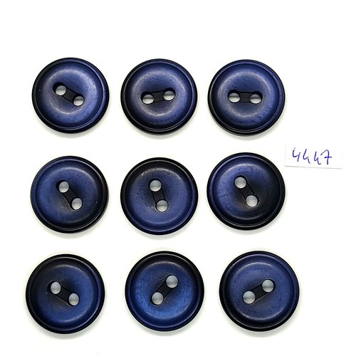 9 boutons en résine bleu foncé - 23mm - tr4447