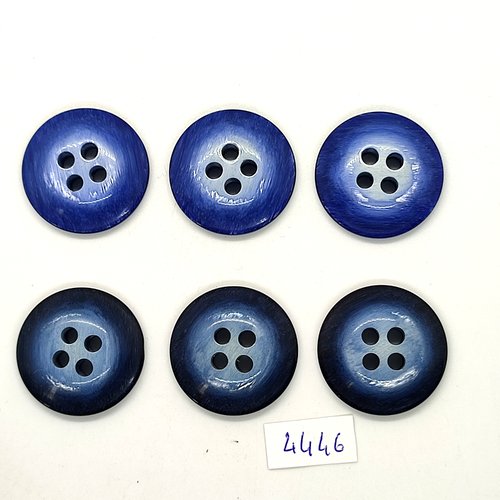 6 boutons en résine bleu - 27mm - tr4446