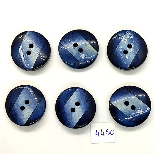 6 boutons en résine bleu foncé - 28mm - tr4450