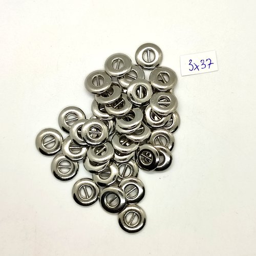 37 boutons en métal argenté - 12mm - tr4480