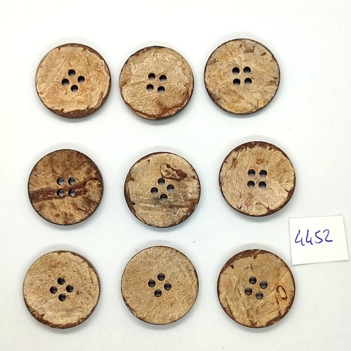 9 boutons en coco marron - 25/26mm - tr4452