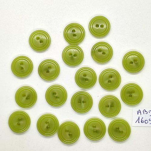 20 boutons en résine vert - 15mm - abd1609