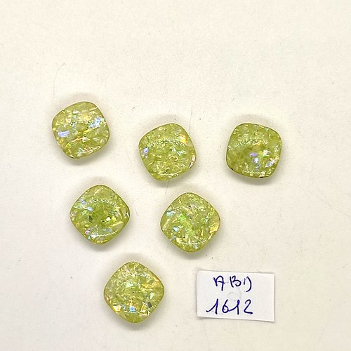 6 boutons en résine vert - 12x12mm - abd1612