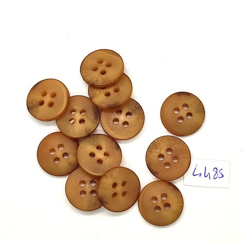 12 boutons en résine marron - 15mm - tr4485