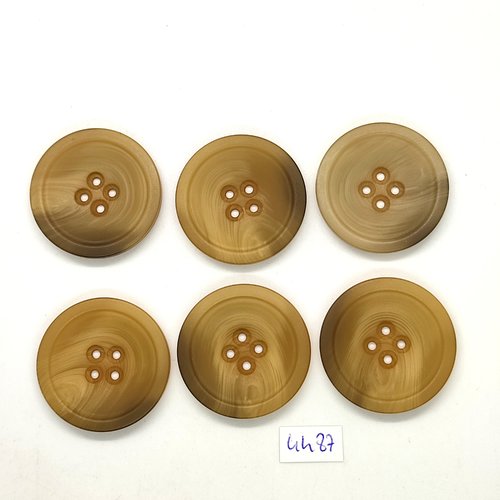 6 boutons en résine marron - 30mm - tr4487